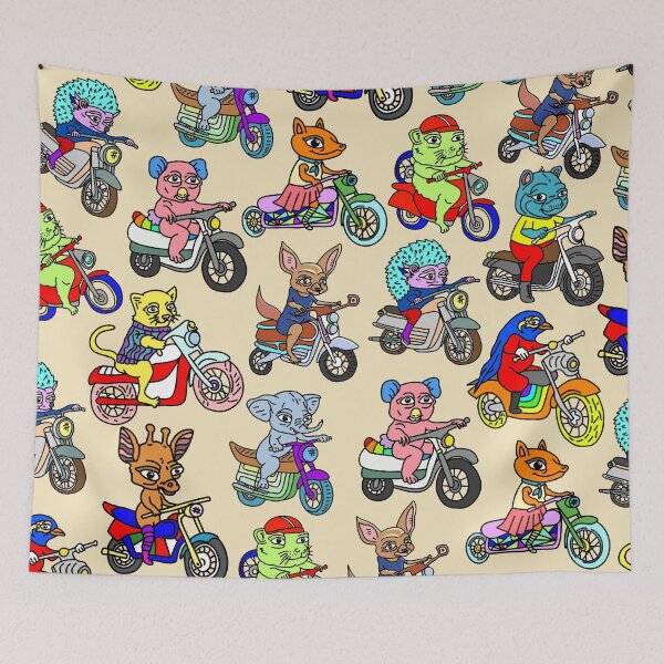 Item preview, Animals on Motorcycles Pattern designed and sold by NOTSNIW ART.
