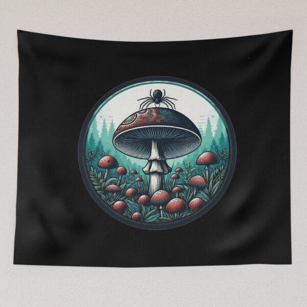 Artikelvorschau, Vintage Art Black Spider Pilz, Vintage -Pilz, Vintage -Blumen, botanische Kunstwerke, Vintage Botanical entworfen und verkauft von Expressions-Sel.