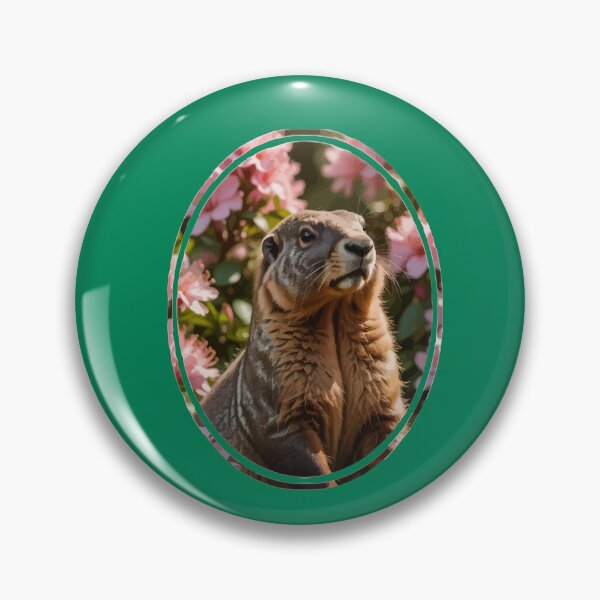 Item preview, Marmot With Pink Rhododendron Background designed and sold by taiche.