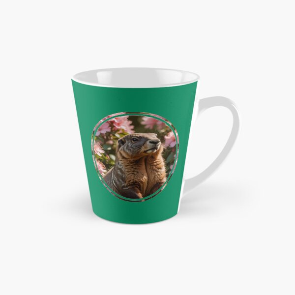 Item preview, Marmot With Pink Rhododendron Background designed and sold by taiche.