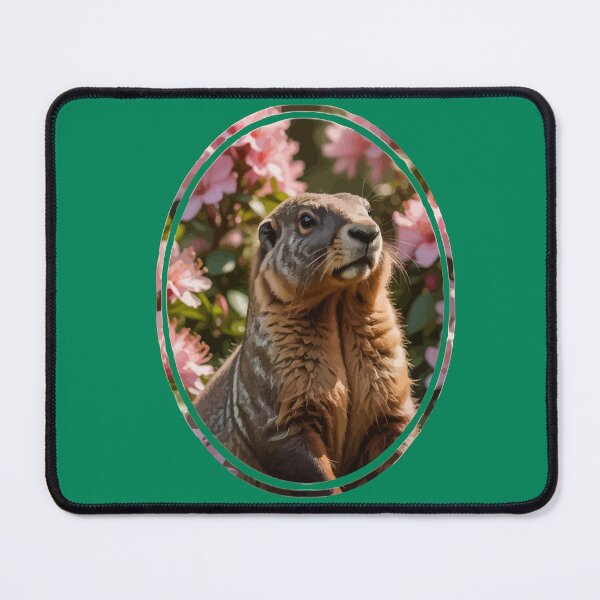 Item preview, Marmot With Pink Rhododendron Background designed and sold by taiche.