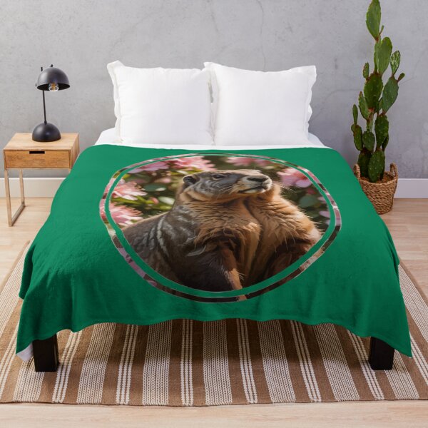 Item preview, Marmot With Pink Rhododendron Background designed and sold by taiche.