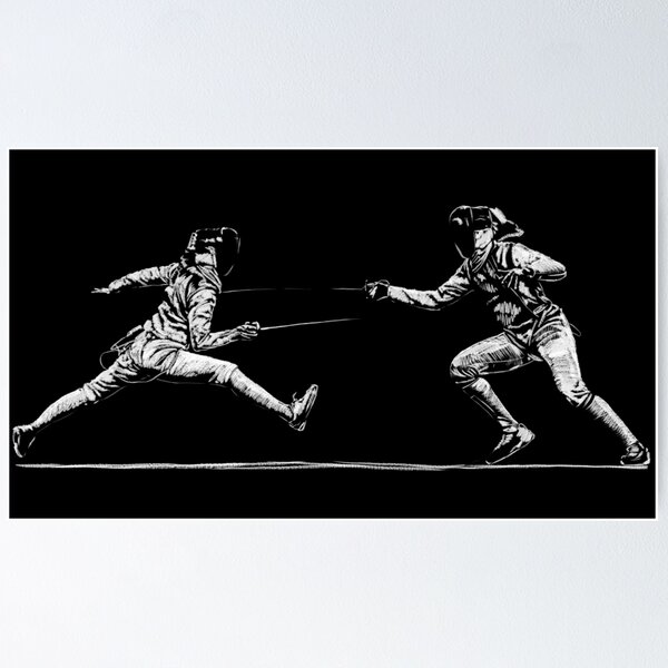 1948 Vintage Sports Poster Fencing Poster Cane Fighting Stick