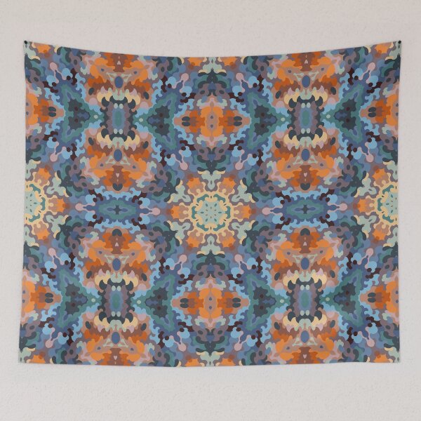 Item preview, Retro Mandala Orange Blue and Yellow designed and sold by WormholeOrbital.
