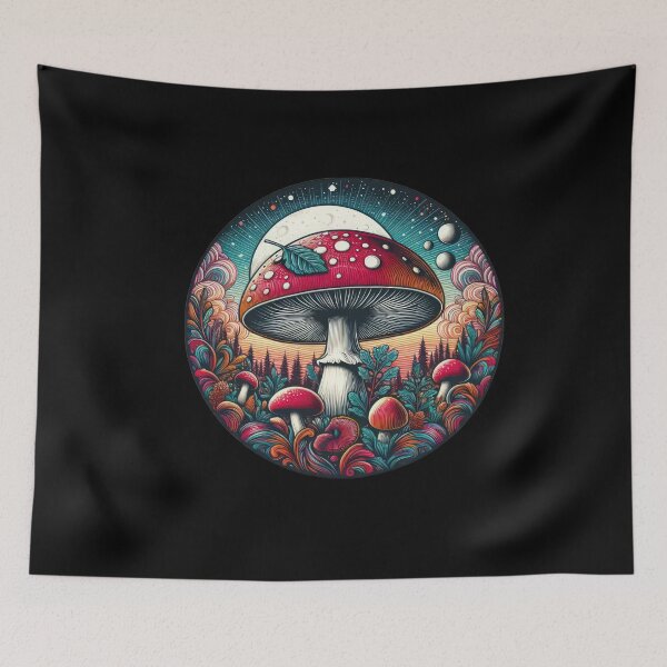 Artikelvorschau, Vintage Art Fly Agaric Pilz in der Nacht, Vintage -Pilze, Vintage -Blumen, botanische Kunstwerke, Vintage Botanical entworfen und verkauft von Expressions-Sel.