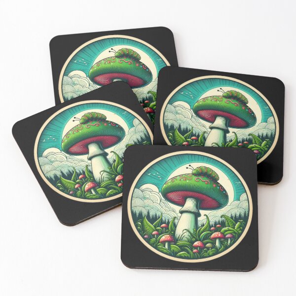 Artikelvorschau, Vintage Art Green Pilz mit Raupe, Vintage -Pilz, Vintage -Blumen, botanische Kunstwerke, Vintage Botanical entworfen und verkauft von Expressions-Sel.