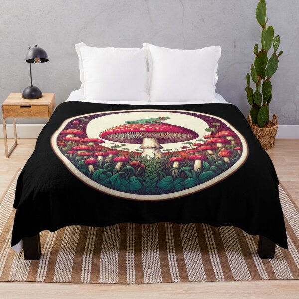Artikelvorschau, Vintage Art Pilzs fliegen agarisch mit einem Frosch nachts, Vintage -Pilz, Vintage -Blumen, botanische Kunstwerke, Vintage Botanical entworfen und verkauft von Expressions-Sel.