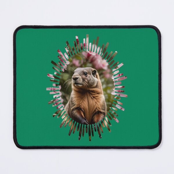 Item preview, Cute Marmot With Pink Rhododendron Background designed and sold by taiche.