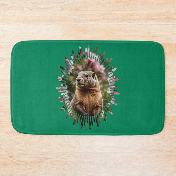 Item preview, Cute Marmot With Pink Rhododendron Background designed and sold by taiche.