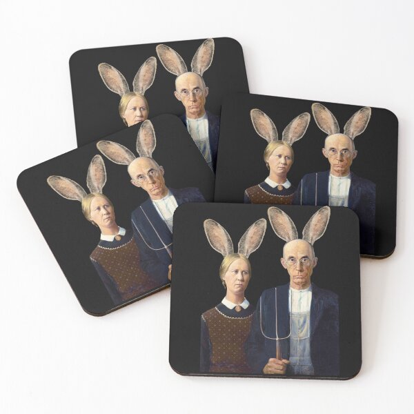 Item preview, Easter American Gothic Bunny Ears Art Original Design Farm Classic Birthday Gift designed and sold by DogLover332.