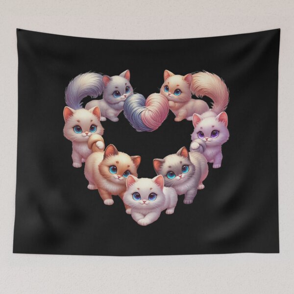 Item preview, Kittens and Heart of Wool - Illustrated Tenderness designed and sold by latelierdechris.