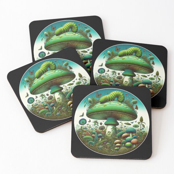 Artikelvorschau, Vintage Art Green -Pilze mit Raupe, Vintage -Pilz, Vintage -Blumen, botanische Kunstwerke, Vintage Botanical entworfen und verkauft von Expressions-Sel.