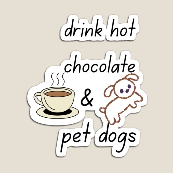 Item preview, Dibujo a mano de un cachorro saltando en un refugio cerca de mí con diseño de chocolate caliente - Pegatinas de energía caliente designed and sold by Alaminee.