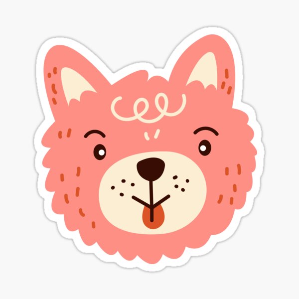 Pink Dog with tongue out Sticker