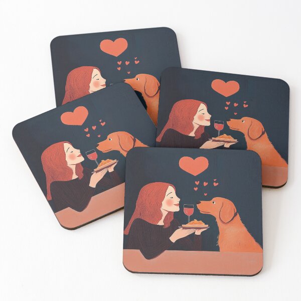 Item preview, A woman enjoys a romantic dinner with her dog in a cozy setting, expressing love through shared food and drinks designed and sold by olenapetol.