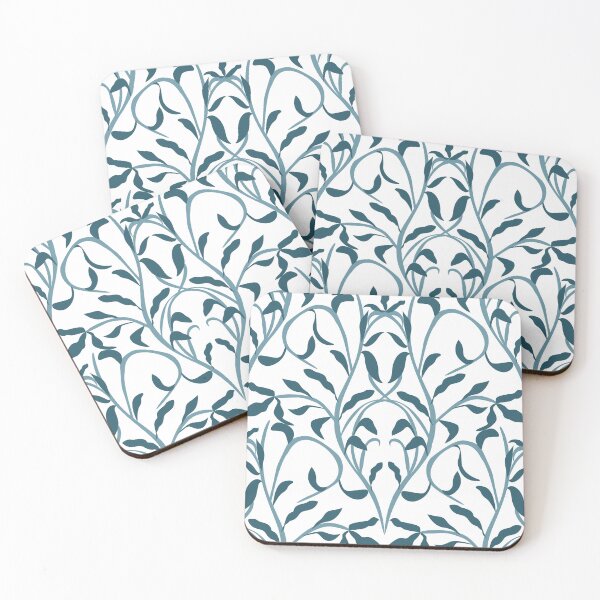 Item preview, Intricate floral pattern design showcasing elegant vines and leaves in teal hues designed and sold by olenapetol.
