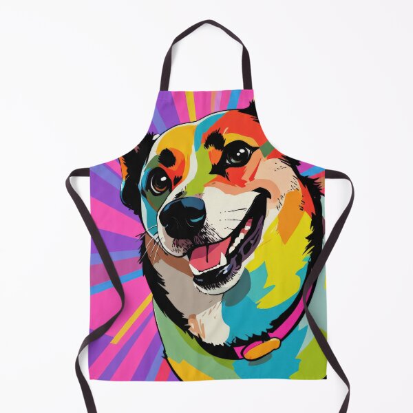 Item preview, Colorful portrait of a happy dog with vibrant background in a playful style. designed and sold by olenapetol.