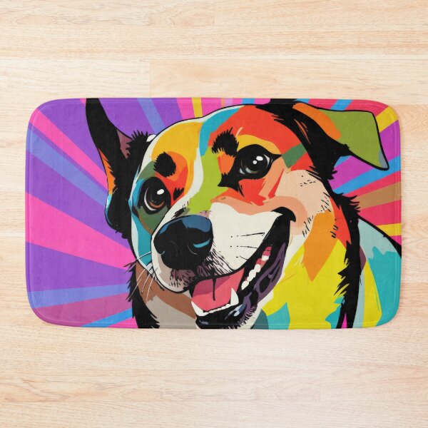 Item preview, Colorful portrait of a happy dog with vibrant background in a playful style.  designed and sold by olenapetol.