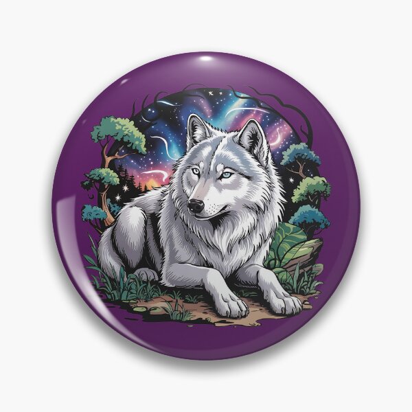 Item preview, Mystical White Wolf Under a Cosmic Night Sky designed and sold by BirdsnStuff.