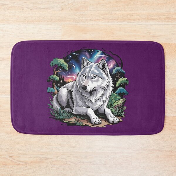 Item preview, Mystical White Wolf Under a Cosmic Night Sky designed and sold by BirdsnStuff.