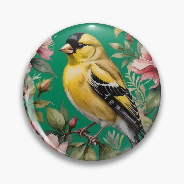 Item preview, American Goldfinch Amongst Pink Rhododendron Flowers designed and sold by taiche.