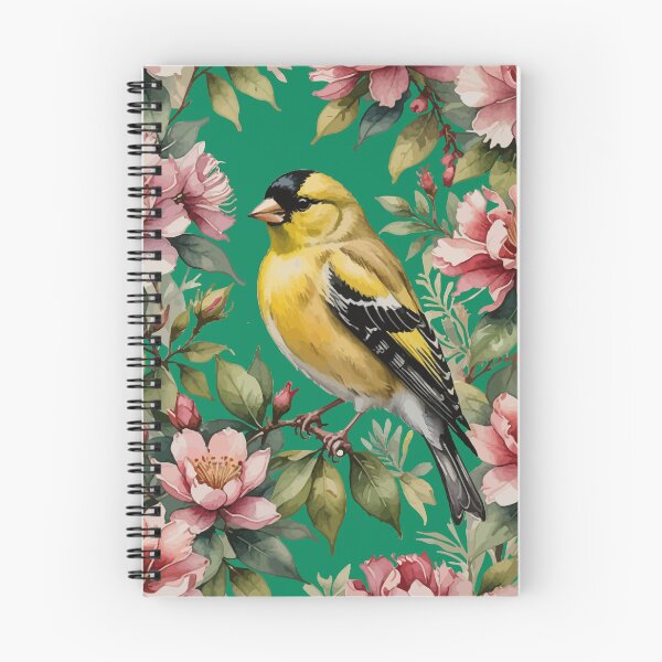 Item preview, American Goldfinch Amongst Pink Rhododendron Flowers designed and sold by taiche.