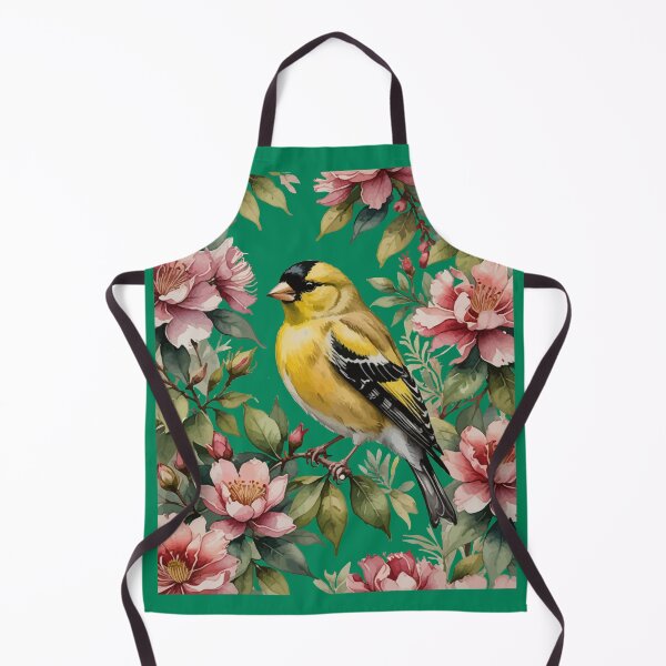 Item preview, American Goldfinch Amongst Pink Rhododendron Flowers designed and sold by taiche.