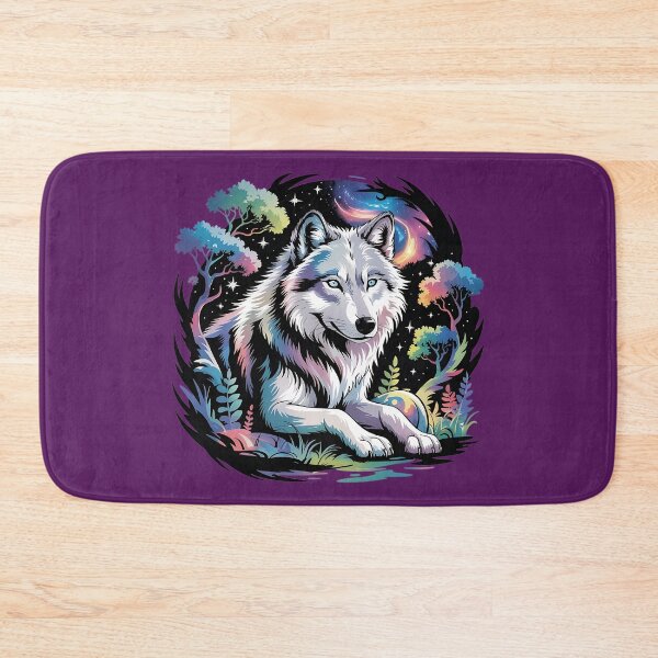 Item preview, Mystical White Wolf Under a Cosmic Night Sky 2 designed and sold by BirdsnStuff.