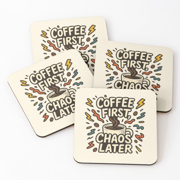 Item preview, Coffee First, Chaos Later – Funny Coffee Lover Doodle Art designed and sold by Bratak.