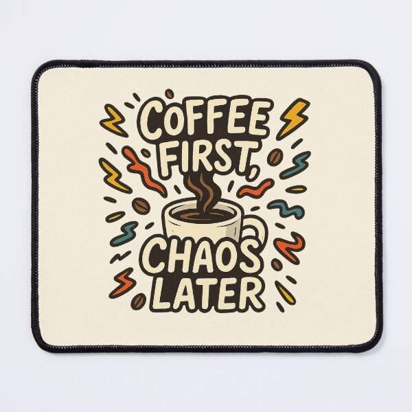 Item preview, Coffee First, Chaos Later – Funny Coffee Lover Doodle Art designed and sold by Bratak.