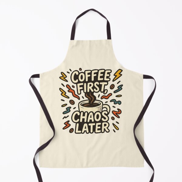 Item preview, Coffee First, Chaos Later – Funny Coffee Lover Doodle Art designed and sold by Bratak.
