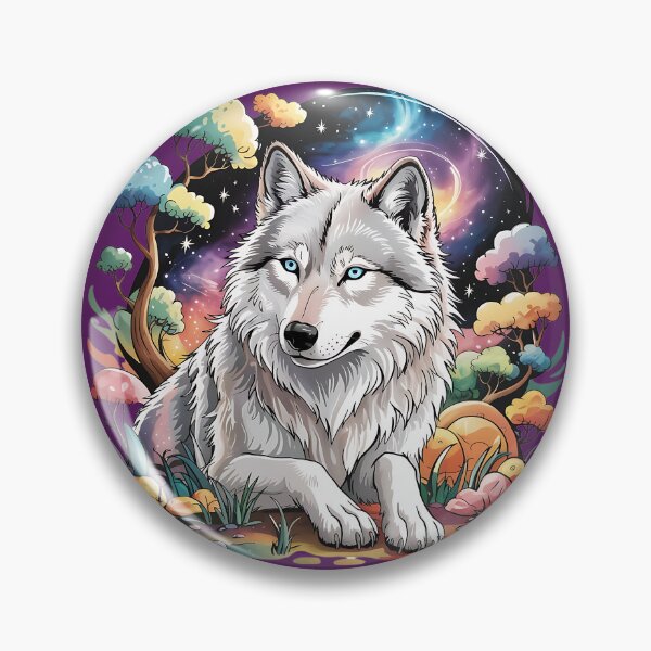 Item preview, Mystical White Wolf Under a Cosmic Night Sky 3 designed and sold by BirdsnStuff.