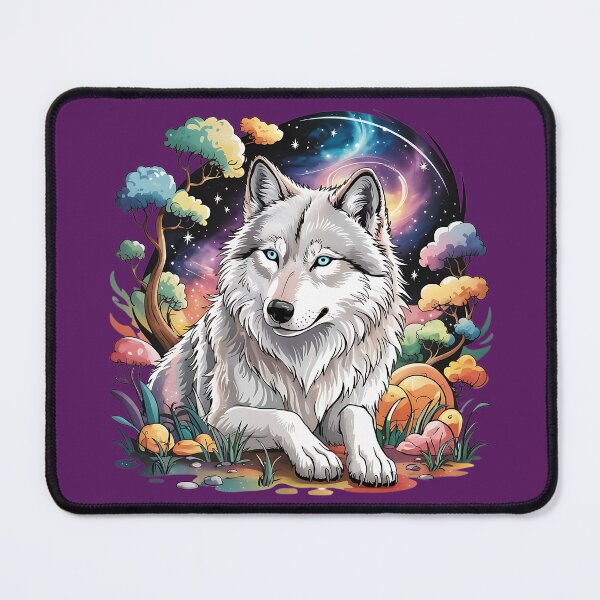 Item preview, Mystical White Wolf Under a Cosmic Night Sky 3 designed and sold by BirdsnStuff.