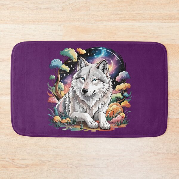Item preview, Mystical White Wolf Under a Cosmic Night Sky 3 designed and sold by BirdsnStuff.