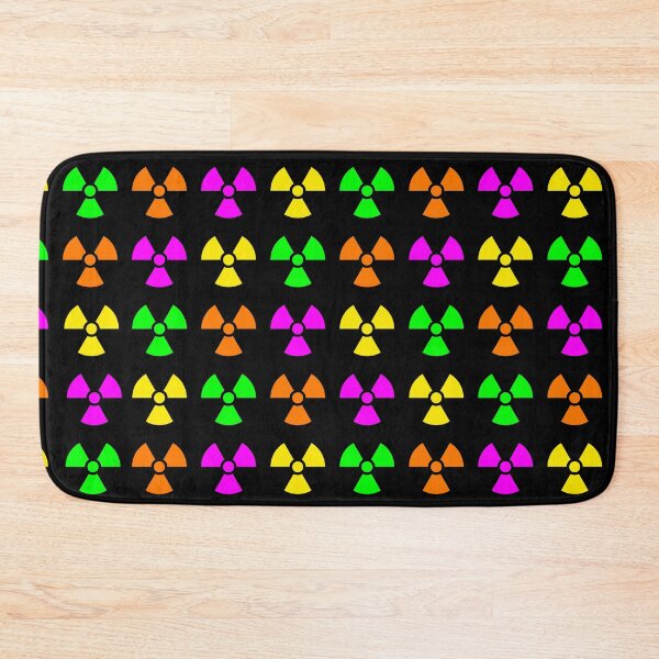 Item preview, Bright and colourful Trefoil symbols on black background - nuclear science designed and sold by The-Inner-Light.
