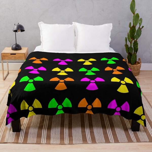 Item preview, Bright and colourful Trefoil symbols on black background - nuclear science designed and sold by The-Inner-Light.