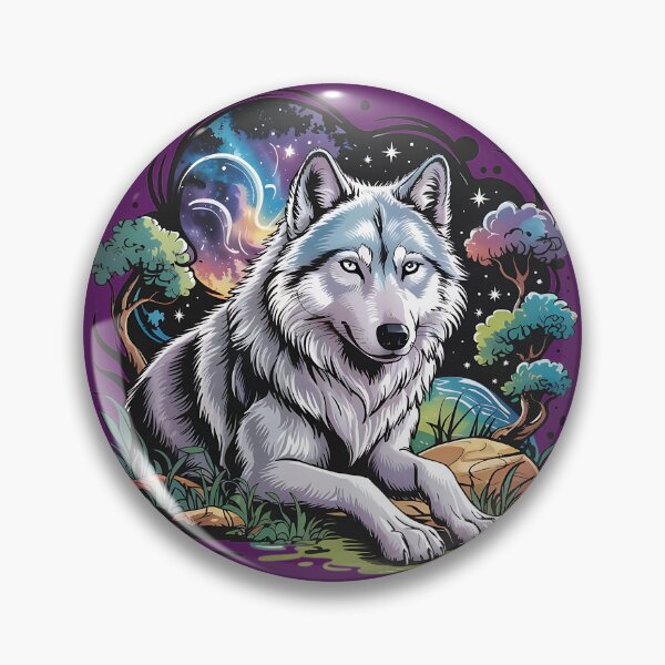 Item preview, Mystical White Wolf Under a Cosmic Night Sky 4 designed and sold by BirdsnStuff.