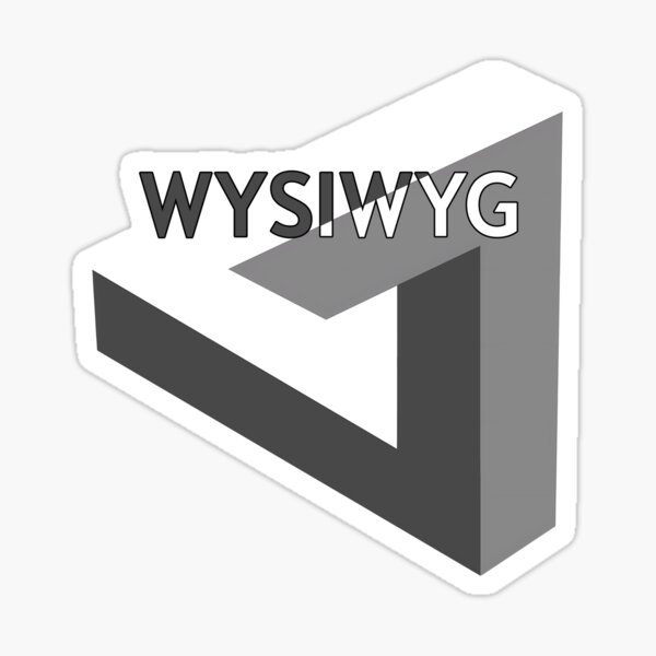 Vista previa del artículo con la obra «Triángulo de Penrose: ilusión óptica imposible con 'WYSIWYG'», diseñado y vendido por PixelPunny.