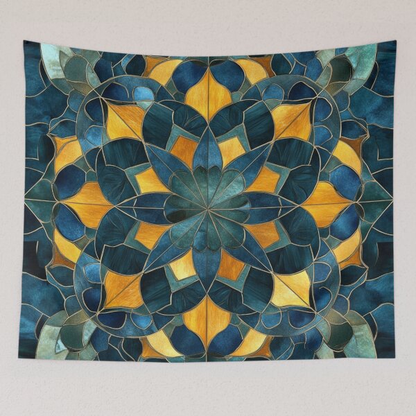Item preview, Stained Glass Jade Yellow Inspired Mosaic Mandala Pattern designed and sold by GrinGalore.