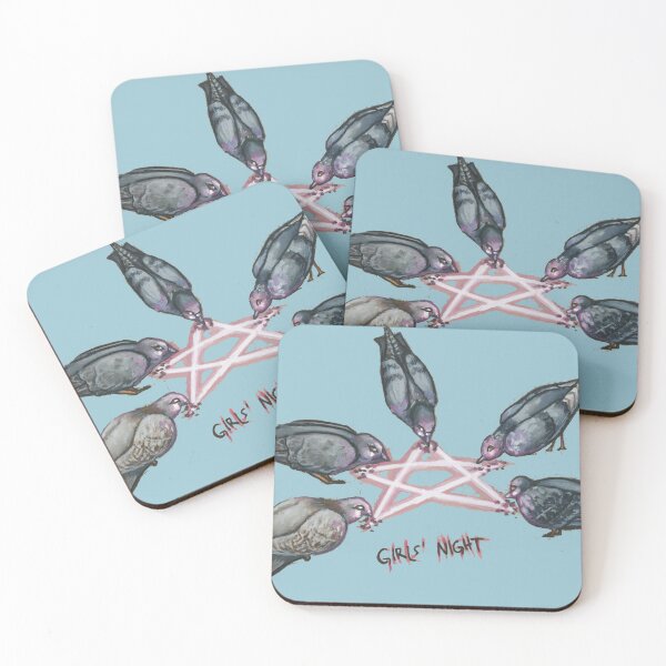 Item preview, "Girl's Night" - Pigeon Pentagram (Stickers / Transparent on Clothing / Blue Background) designed and sold by vormora-nox.