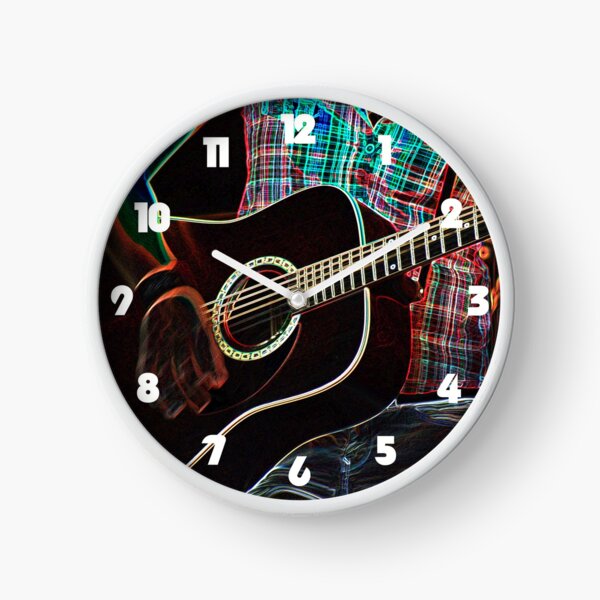 Guitar 1 White Numbers Wall Clock Clock
