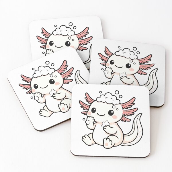Item preview, Kawaii Axolotl Taking a Fun Bubble Bath designed and sold by RetroPop23.