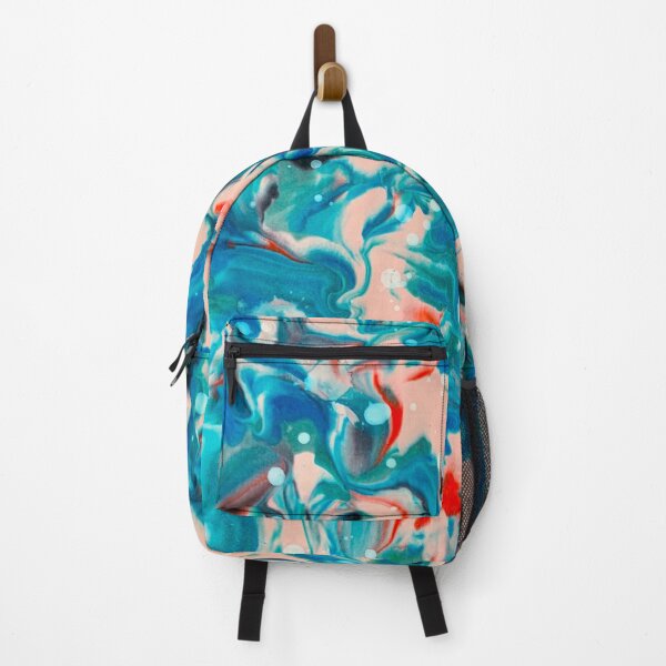 Item preview, Ink marbling with splatters Teal Red blue designed and sold by MarcusPierce.