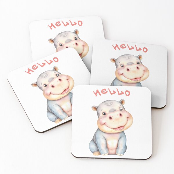 Item preview,  Watercolor cartoon hippopotamus designed and sold by olenapetol.
