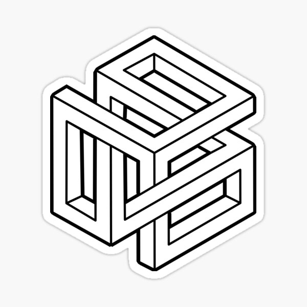 Vista previa del artículo con la obra «Cubo imposible, ilusión óptica, paradoja visual», diseñado y vendido por PixelPunny.
