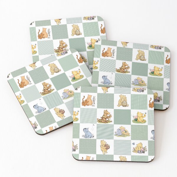 Item preview, Winnie the Pooh Classic Patchwork Cheater Quilt Sage Green designed and sold by ColorFlowArt.