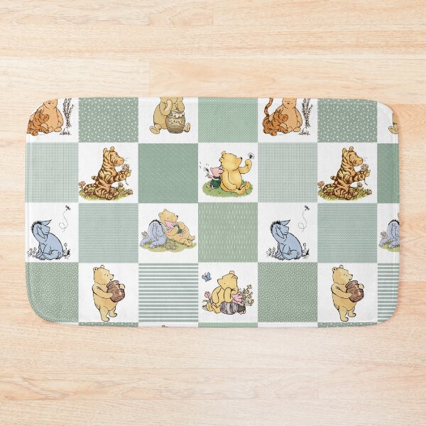 Item preview, Winnie the Pooh Classic Patchwork Cheater Quilt Sage Green designed and sold by ColorFlowArt.