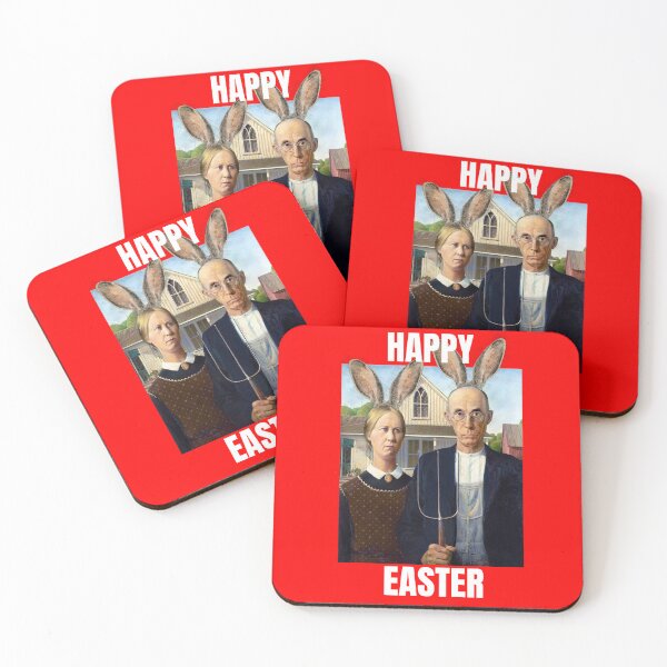 Item preview, Easter American Gothic Bunny Ears Art Original Design Farm Classic designed and sold by DogLover332.