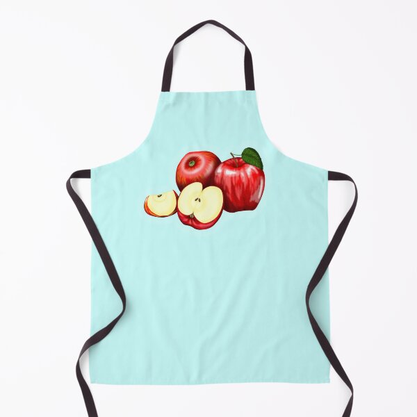 Item preview, Red and yellow apple, with green leaf and apple slices, with light blue border designed and sold by katecheerycake.