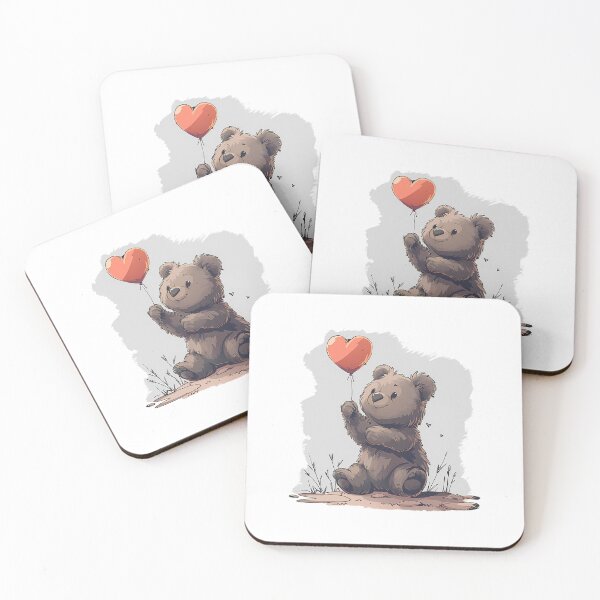 Item preview, Cute Bear with Heart Balloon designed and sold by Kids Art 4U.